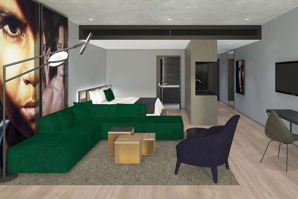 Готель Crystalbrook Vincent Брісбен Номер фото 3D interior rendering